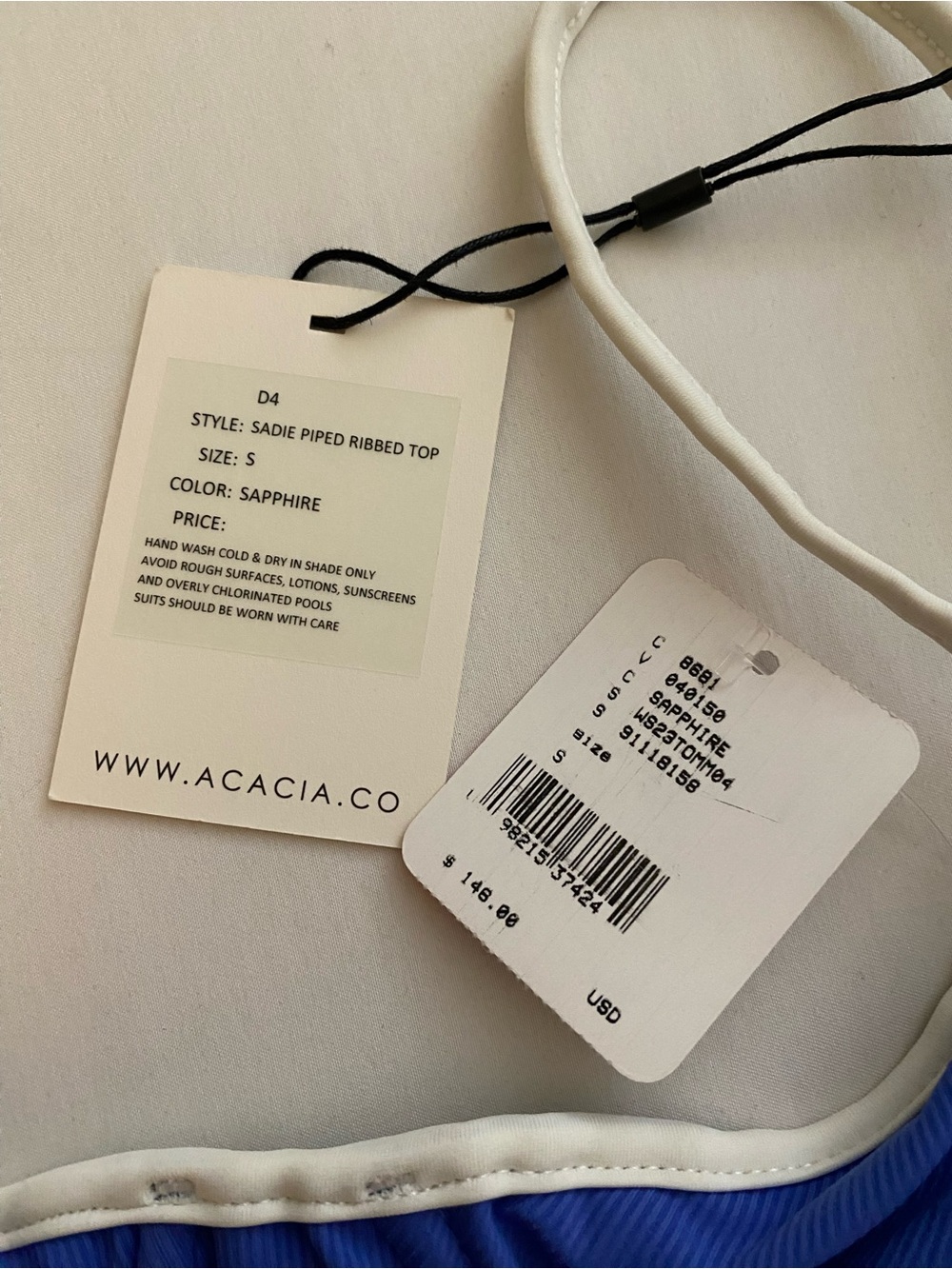 NWT Acacia Swimwear Sadie Ribbed Piped Top - Picture 9 of 12
